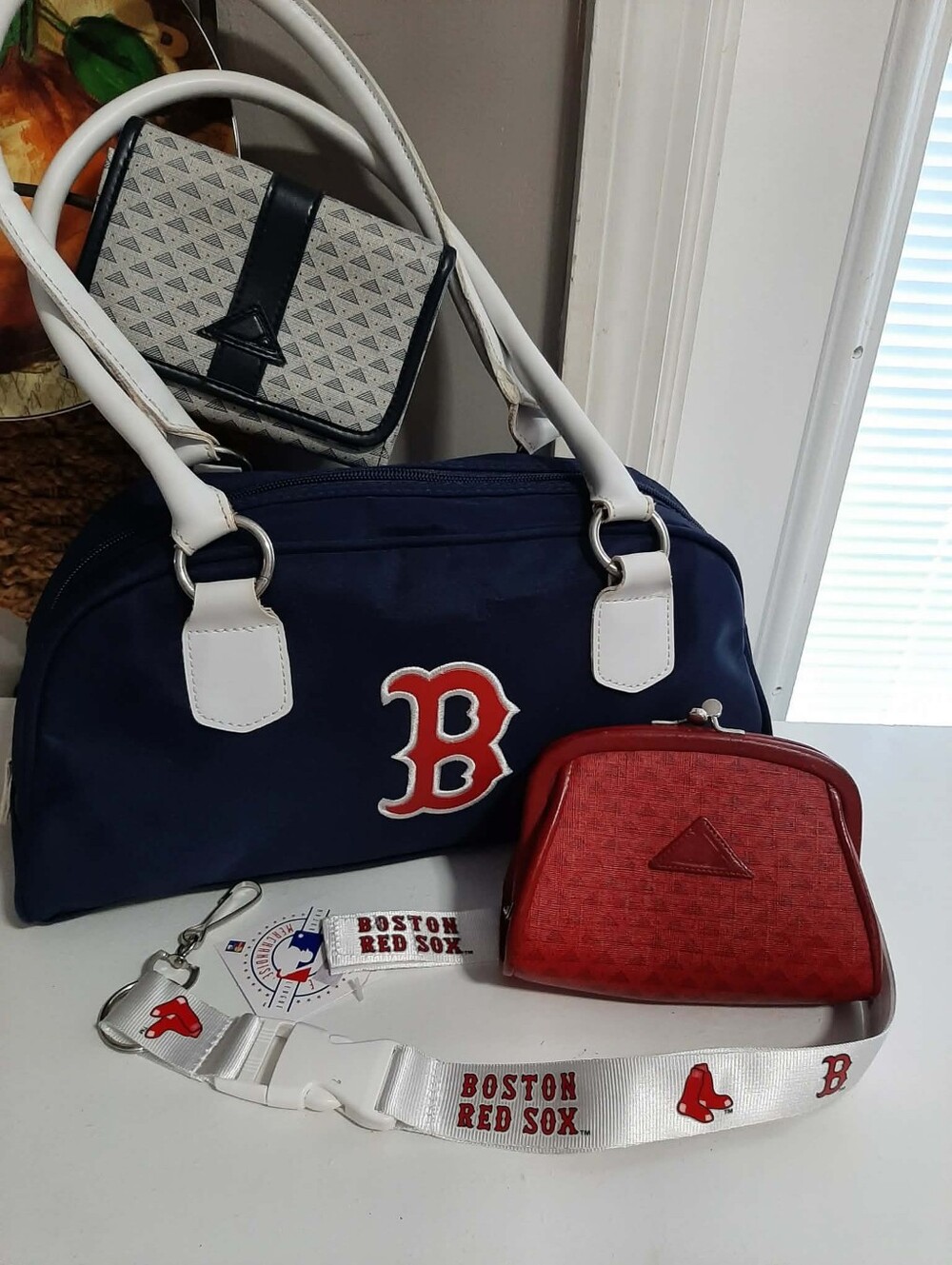 LIZ CLAIBORNE 1984 Vintage Wallets  + Boston Red Sox Game Day Bag & Lanyard Set